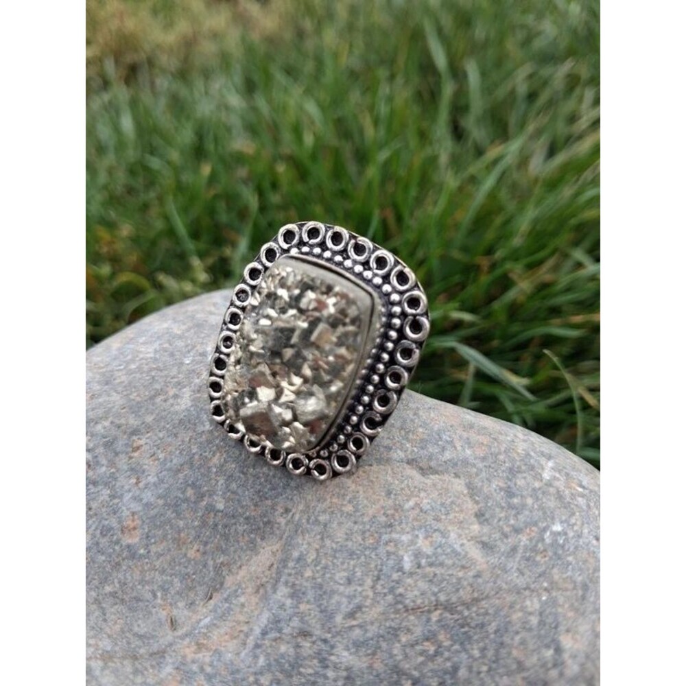 Pyrite Statement Ring Size 9 | Whimsigoth Witchy Boho